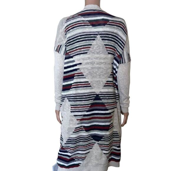 Silence + Noise Aztec Southwestern Long Maxi knit sweater Cardigan Duster SZ SM - Picture 4 of 10